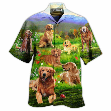 Golden Retriever Love Play The Beautiful Grass - Hawaiian Shirt - Owl Ohh - Owl Ohh