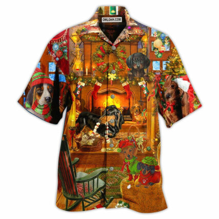 Dachshund Dogs Love Home Love Christmas - Hawaiian Shirt - Owl Ohh - Owl Ohh