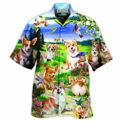Corgi Dogs Love Blue Sky - Hawaiian Shirt - Owl Ohh - Owl Ohh