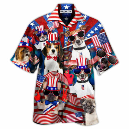Dogs Patriotic America - Hawaiian Shirt - Owl Ohh - Owl Ohh