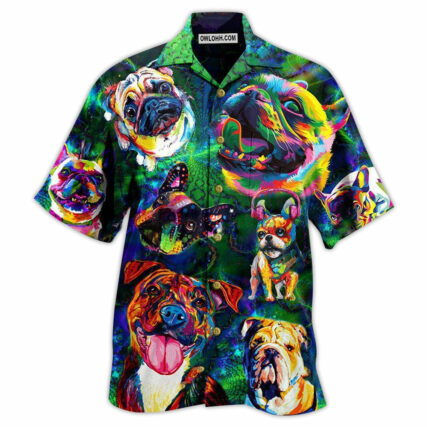 Dogs Peace Love And Colorful - Hawaiian Shirt - Owl Ohh - Owl Ohh