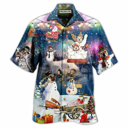 Dogs Snowdog Merry Christmas Night Funny - Hawaiian Shirt - Owl Ohh - Owl Ohh