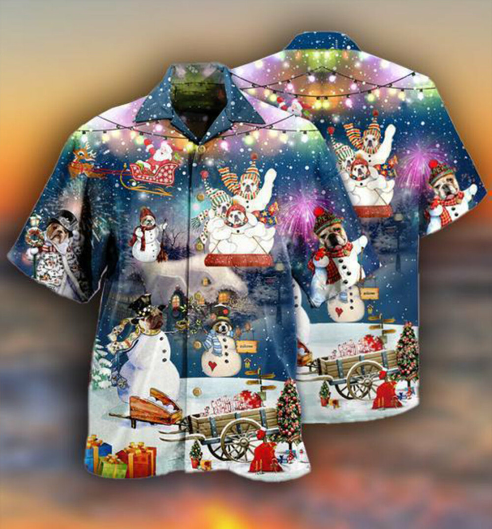 Dogs Snowdog Merry Christmas Night Funny - Hawaiian Shirt - Owl Ohh - Owl Ohh