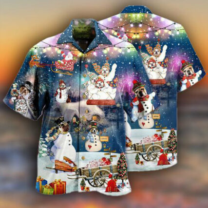 Dogs Snowdog Merry Christmas Night Funny - Hawaiian Shirt - Owl Ohh - Owl Ohh