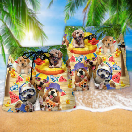 Dog Summer Of Happy Puppies Hot Summer Beach - Beach Short - Owl Ohh - Owl Ohh