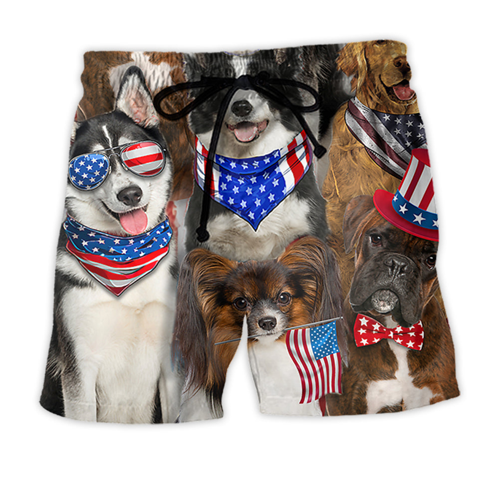 Dogs Love Independence Day Cool Lover - Beach Short - Owl Ohh - Owl Ohh