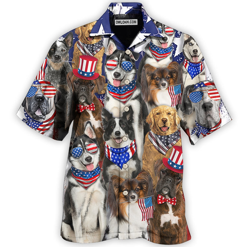 Dogs Independence Day Funny Love Style - Hawaiian Shirt - Owl Ohh - Owl Ohh
