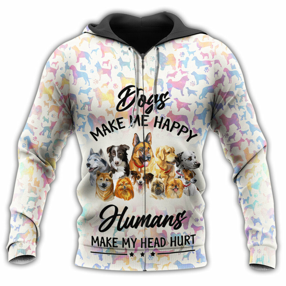Dogs Make Me Happy Human Make Me Hurt - Hoodie - Owl Ohh - Owl Ohh