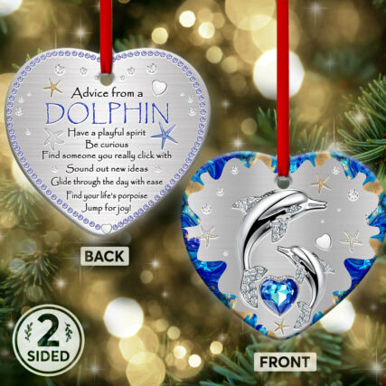Dolphin Advice From A Lovely Dolphin - Heart Ornament - Owl Ohh - Owl Ohh