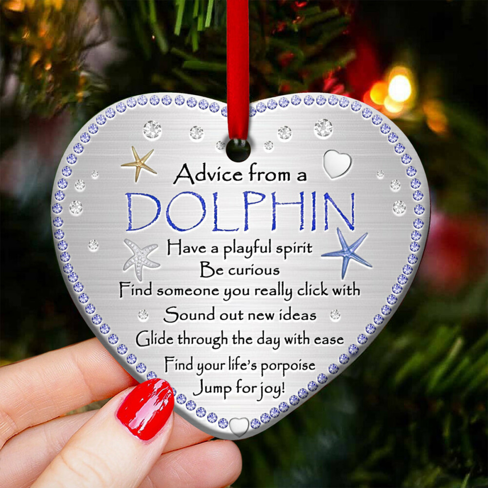 Dolphin Advice From A Lovely Dolphin - Heart Ornament - Owl Ohh - Owl Ohh