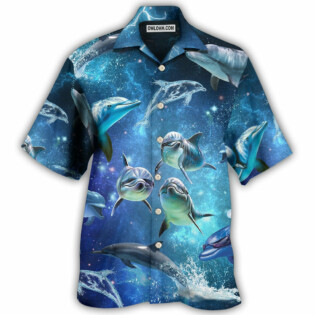 Dolphin In The Frozen Galaxy - Hawaiian Shirt - Owl Ohh for men and women, kids - Owl Ohh