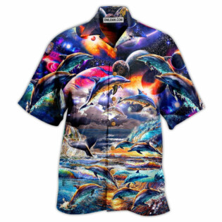 Dolphin Into The Mysterious Galaxy - Hawaiian Shirt - Owl Ohh - Owl Ohh
