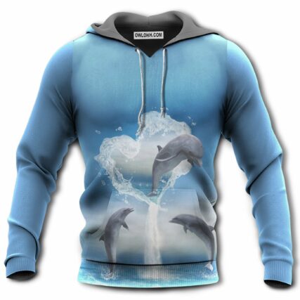 Dolphin Love Fresh Blue Sky - Hoodie - Owl Ohh - Owl Ohh