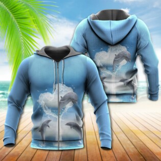 Dolphin Love Fresh Blue Sky - Hoodie - Owl Ohh - Owl Ohh