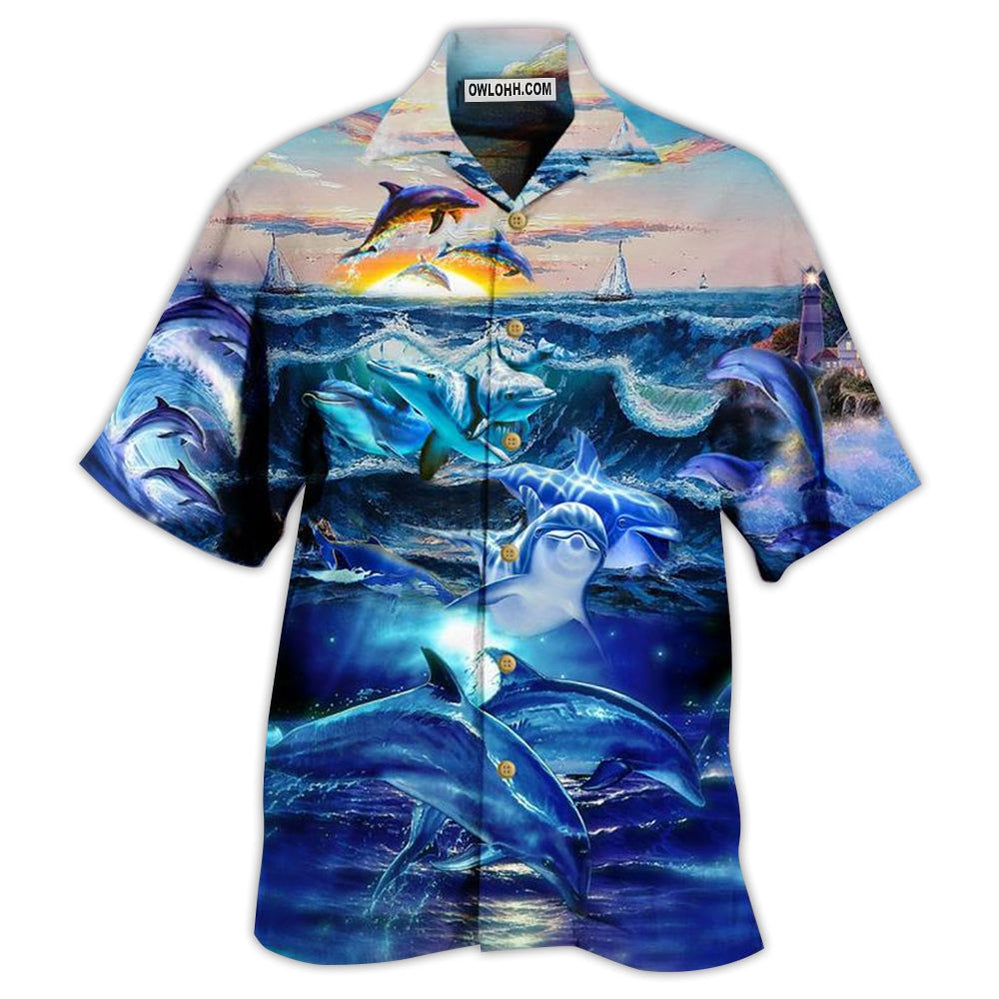 Dolphin Lovely Love Ocean Love Human - Hawaiian Shirt - Owl Ohh - Owl Ohh