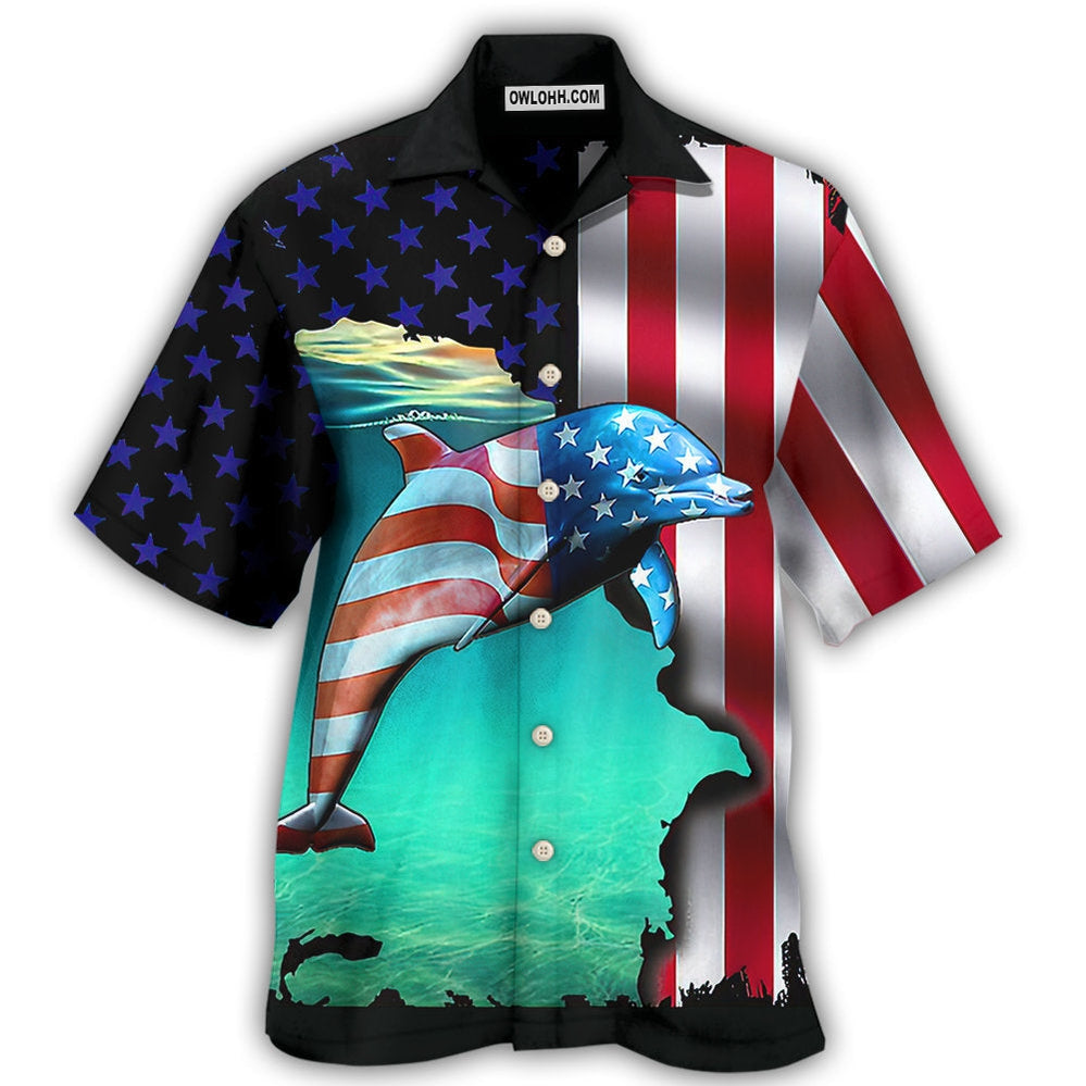 Dolphin Independence Day - Hawaiian Shirt - Owl Ohh - Owl Ohh