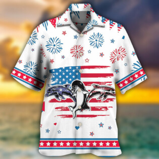 Dolphin Independence Day Funny Dolphin - Hawaiian Shirt - Owl Ohh - Owl Ohh