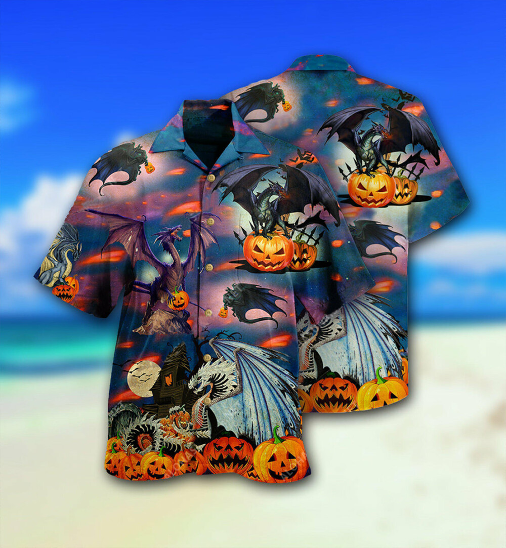 Halloween Dragon And Halloween Scaredy - Hawaiian Shirt - Owl Ohh - Owl Ohh