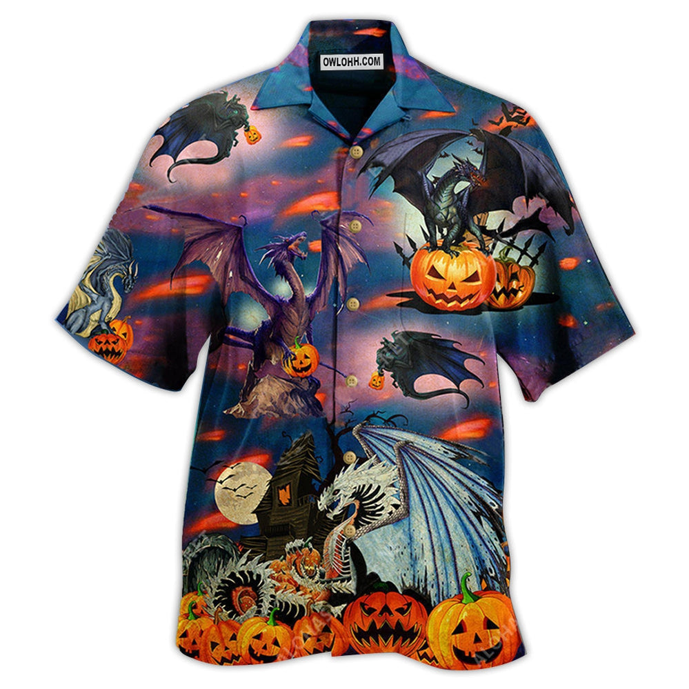 Halloween Dragon And Halloween Scaredy - Hawaiian Shirt - Owl Ohh - Owl Ohh