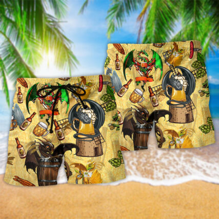 Dragon Drunkgon Loves Beer Cool Life - Beach Short - Owl Ohh - Owl Ohh