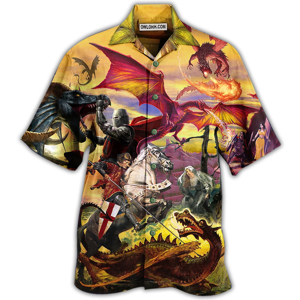 Dragon Fighting The Knights - Hawaiian Shirt - Owl Ohh - Owl Ohh
