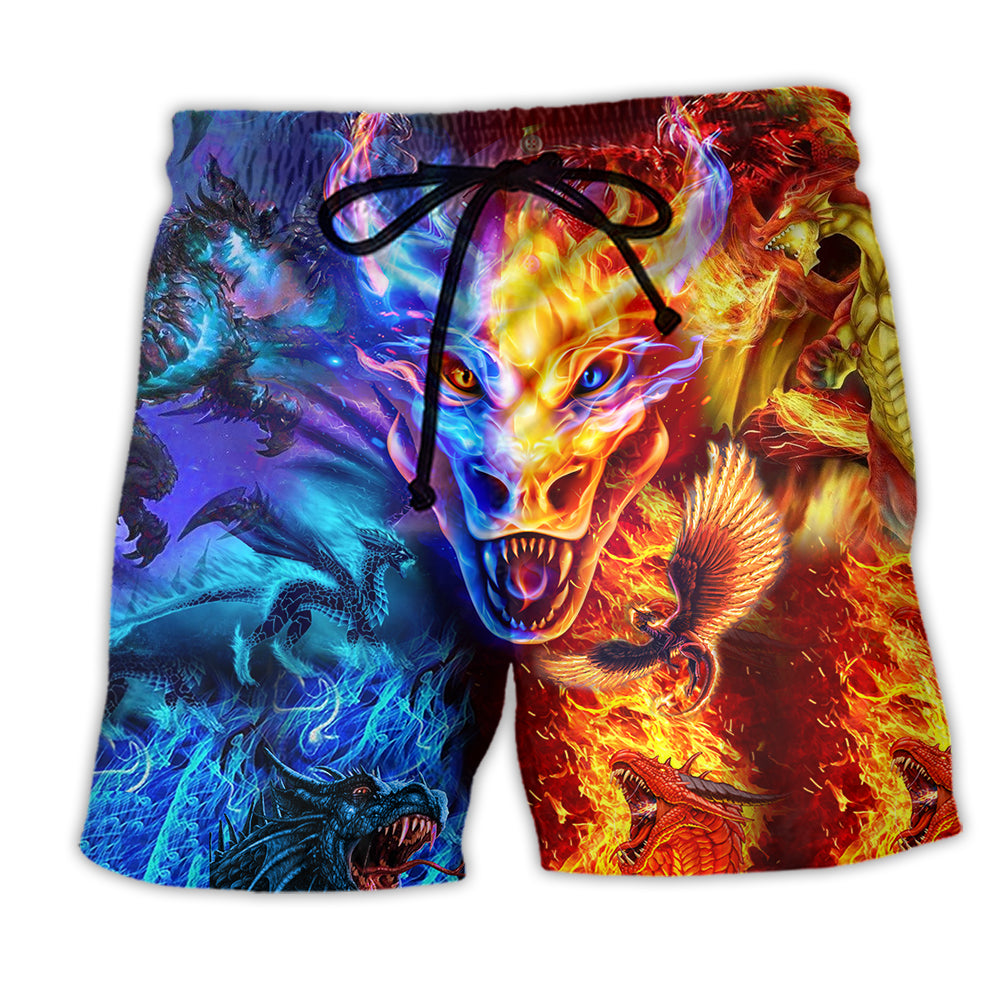 Dragon Fire And Water Cool Dragon Love Life - Beach Short - Owl Ohh - Owl Ohh