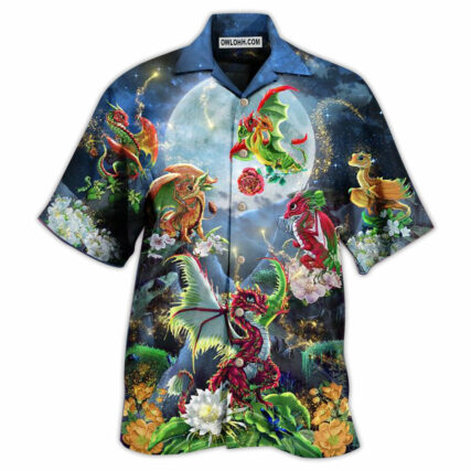 Dragon Flowers Love Life To The Moon - Hawaiian Shirt - Owl Ohh - Owl Ohh