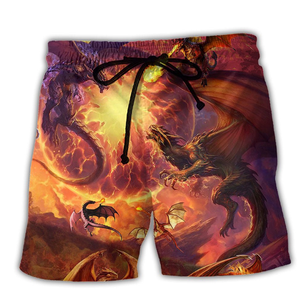 Dragon Fighting Togerther Love Life - Beach Short - Owl Ohh - Owl Ohh