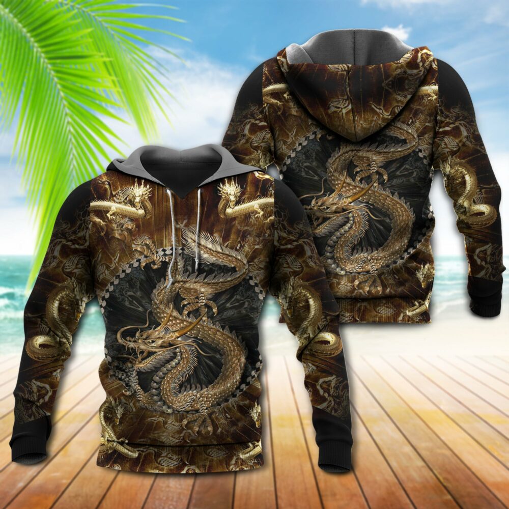Dragon Love Life Gold Style - Hoodie - Owl Ohh - Owl Ohh