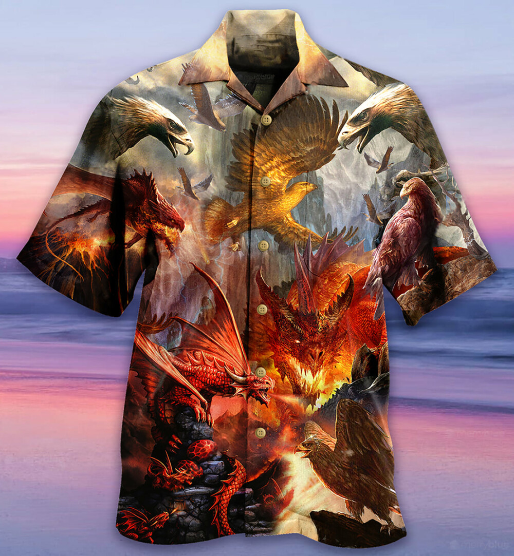 Dragon Fight With The Eagle - Hawaiian Shirt - Owl Ohh - Owl Ohh
