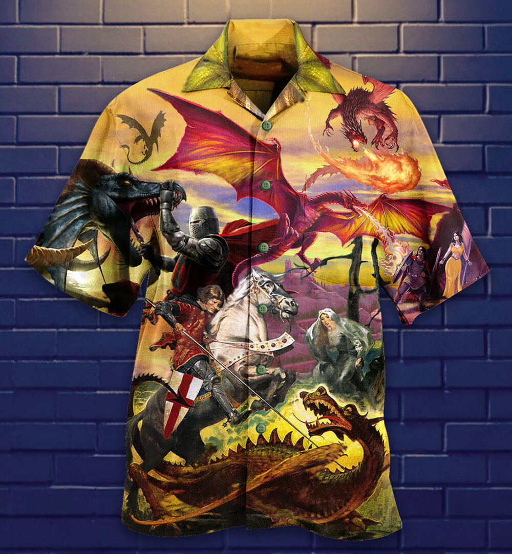 Dragon Fighting The Knights - Hawaiian Shirt - Owl Ohh - Owl Ohh