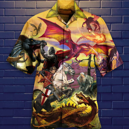 Dragon Fighting The Knights - Hawaiian Shirt - Owl Ohh - Owl Ohh