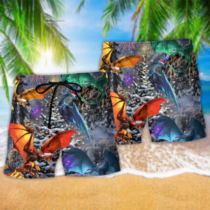 Dragon Merry Xmas Love Life Christmas - Beach Short - Owl Ohh - Owl Ohh