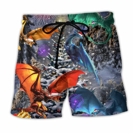 Dragon Merry Xmas Love Life Christmas - Beach Short - Owl Ohh - Owl Ohh