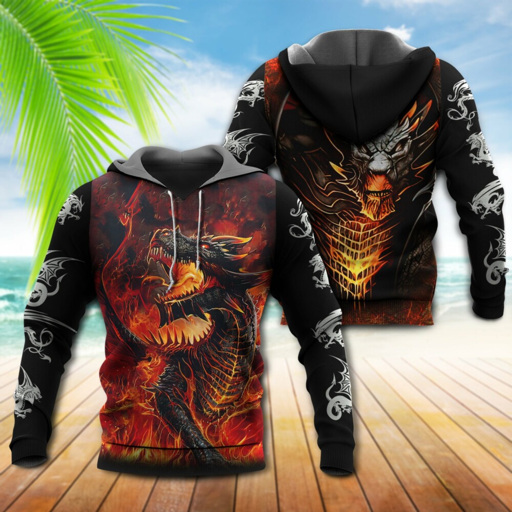 Dragon On Fire Amazing Strong Dragon - Hoodie - Owl Ohh - Owl Ohh