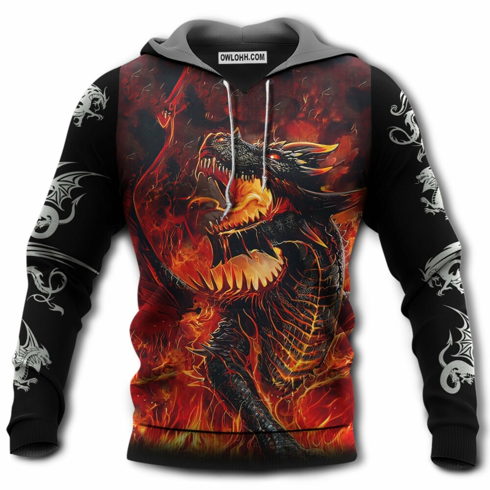 Dragon On Fire Amazing Strong Dragon - Hoodie - Owl Ohh - Owl Ohh
