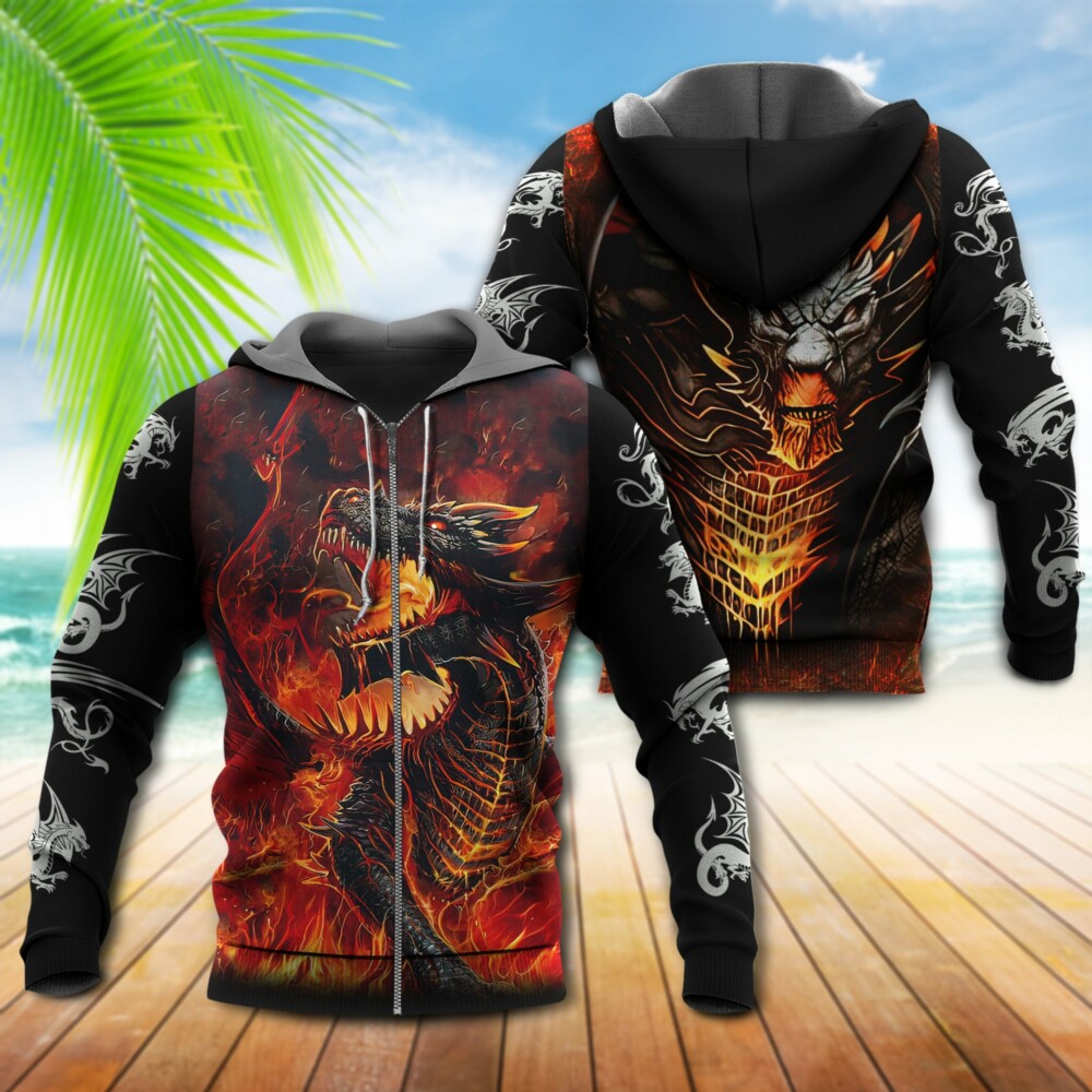 Dragon On Fire Amazing Strong Dragon - Hoodie - Owl Ohh - Owl Ohh