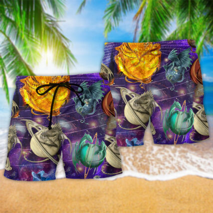 Dragon Planet Love Life Galaxy - Beach Short - Owl Ohh - Owl Ohh