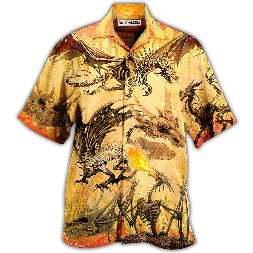 Dragon Skull Fighting On Desert - Hawaiian Shirt - Owl Ohh - Owl Ohh