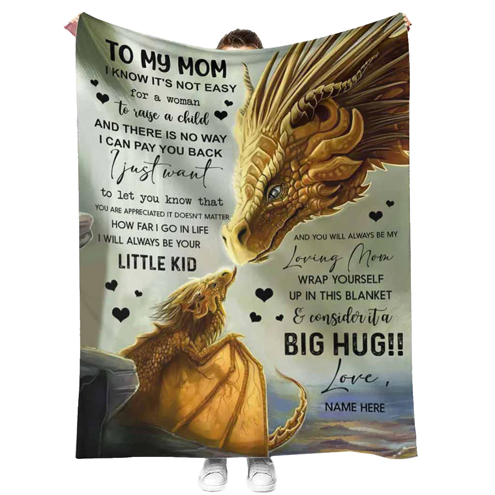Dragon To My Mom Personalized - Flannel Blanket - Owl Ohh - Owl Ohh