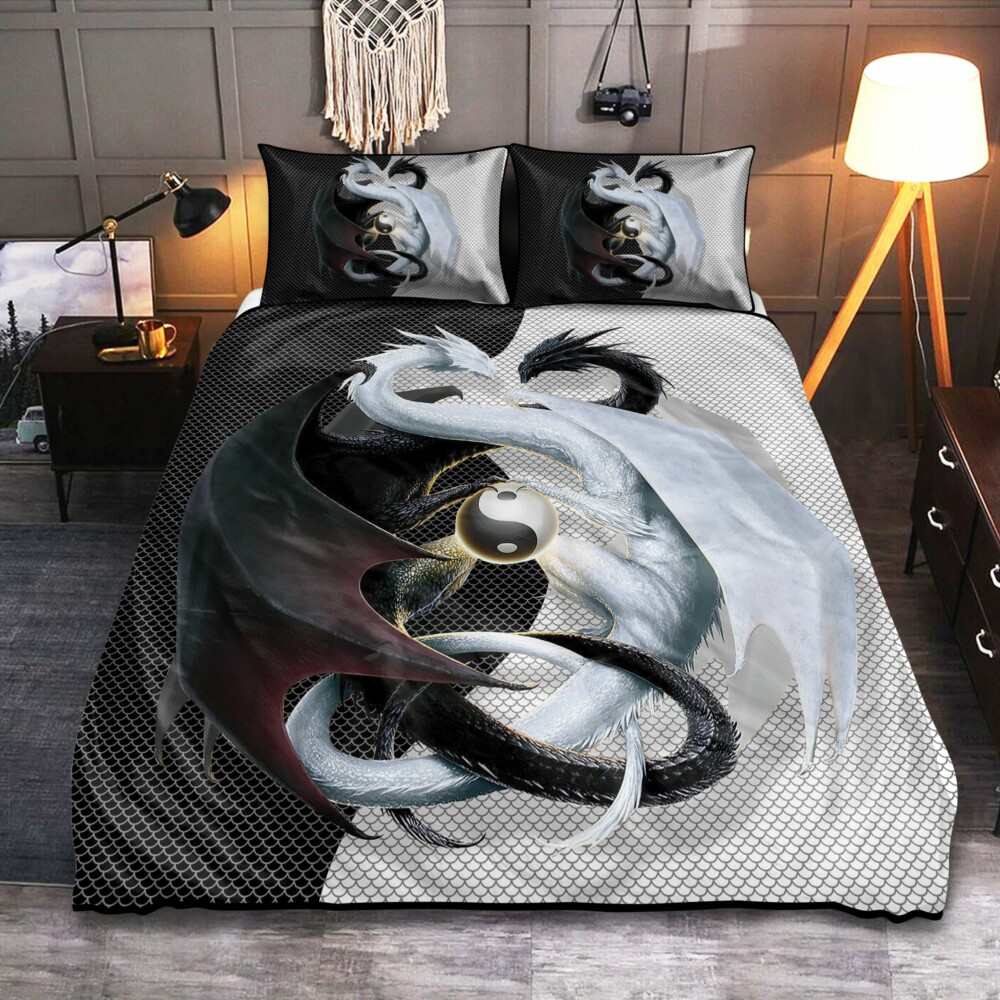 Dragon Couple Black And White Cool - Bedding Cover - Owl Ohh - Owl Ohh