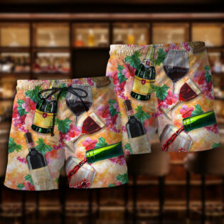 Wine Colorful Drinking Style - Beach Short - Owl Ohh