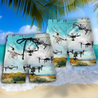 Drone flying blue sky - Hawaiian shirt - HAWS03NGC080422