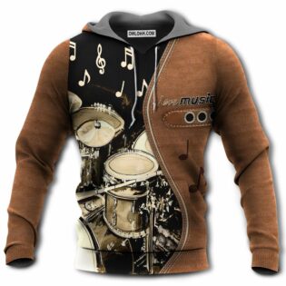 Drum Brown Drum Love Music - Hoodie - Owl Ohh - Owl Ohh