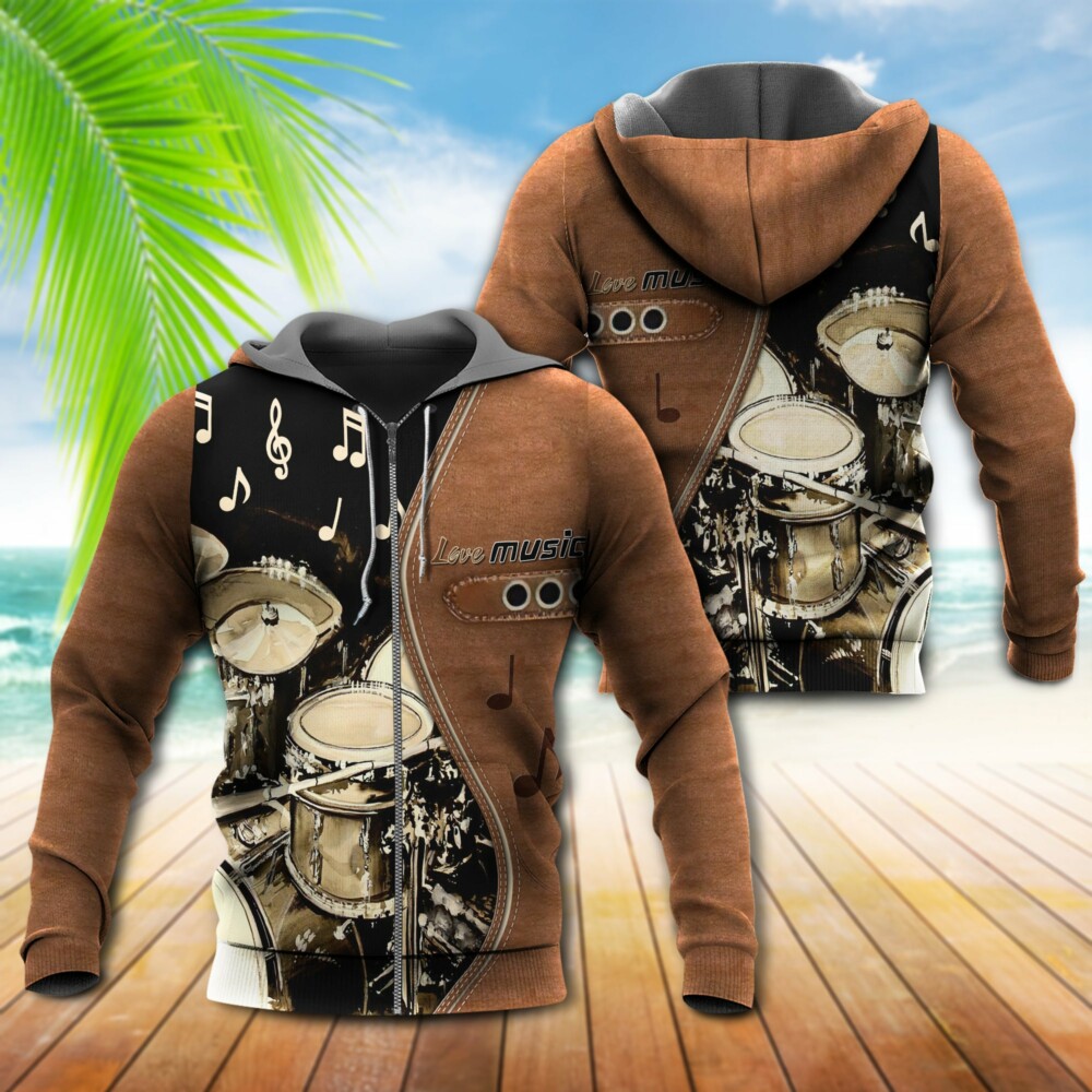 Drum Brown Drum Love Music - Hoodie - Owl Ohh - Owl Ohh
