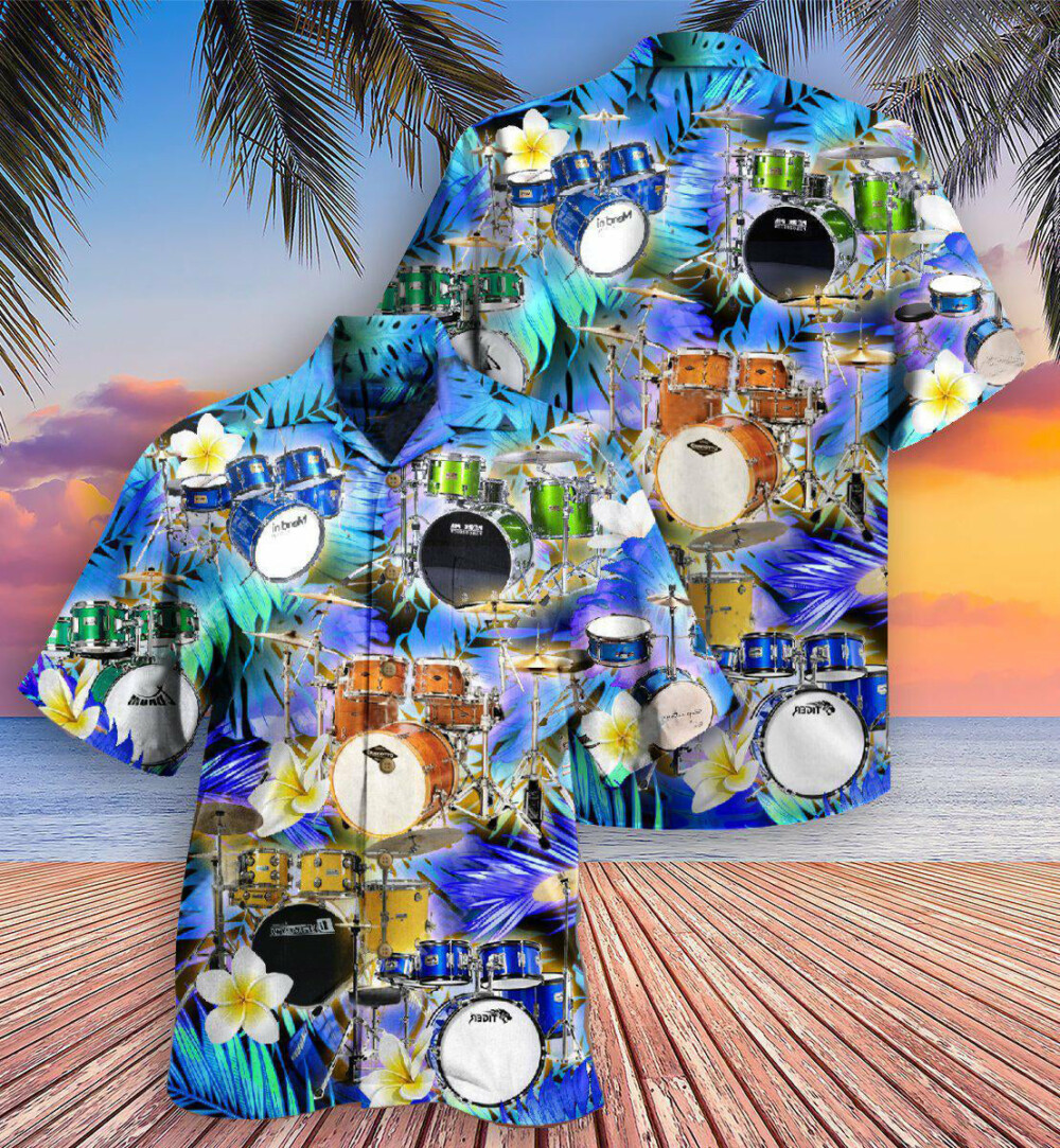 Drum Music Is Better With Drums And Plumerias - Hawaiian Shirt - Owl Ohh - Owl Ohh
