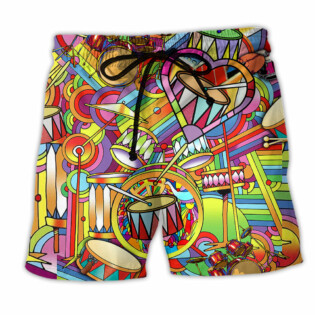 Drum Music Peace Love Drums - Beach Short - Owl Ohh - Owl Ohh