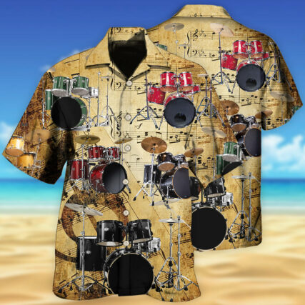 Drum Music Note Vintage Style - Hawaiian Shirt - Owl Ohh - Owl Ohh