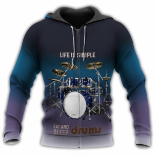 Drum Life Is Simple Eat And Sleep - Hoodie - Owl Ohh - Owl Ohh