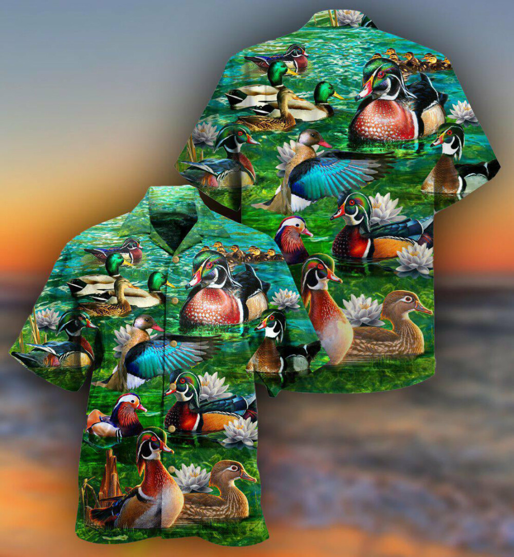 Duck All You Need Is Love And A Duck In Green - Hawaiian Shirt - Owl Ohh - Owl Ohh